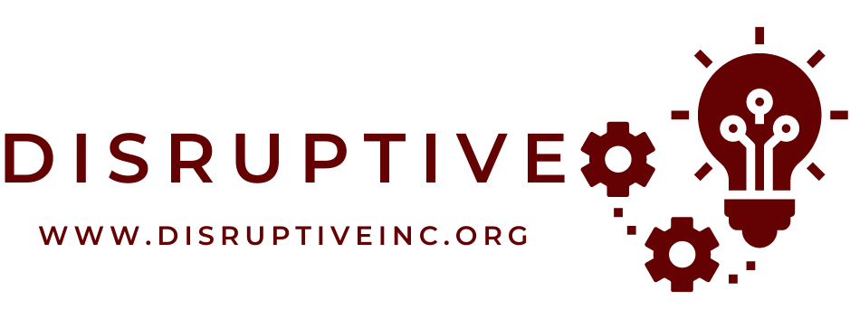 The Disruptive INC logo with website www.disruptiveinc.org.
